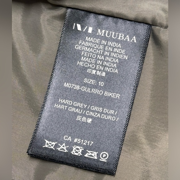 BLACK FRIDAY SALE - MUUBAA - Lamb Leather Jacket, Gulrro Biker in Hard Grey - Picture 7 of 10